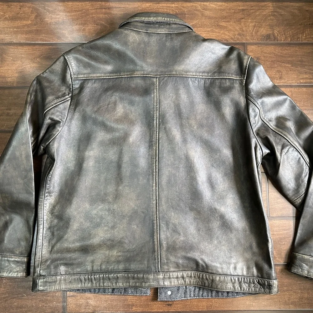 Men's Patrick James Burnished Leather Jacket XL - Picture 2 of 6